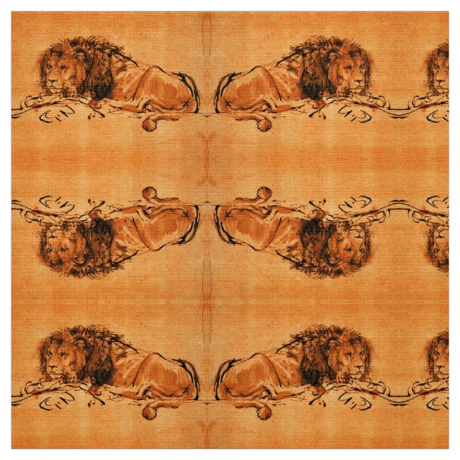 THE CAPE LION LYING DOWN, Orange Yellow Fabric (Swatch)
