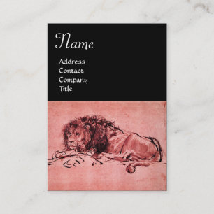 THE CAPE LION LYING DOWN ,Pink Black Business Card
