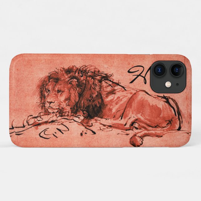 THE CAPE LION LYING DOWN, Pink ,Black Monogram Case-Mate iPhone Case (Back (Horizontal))