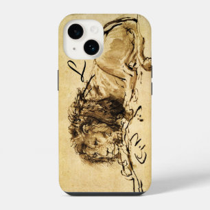 THE CAPE LION LYING DOWN, Sepia ,Black Monogram iPhone 14 Case