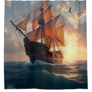 The Captain's Pride – Maritime Ship Art Shower Curtain