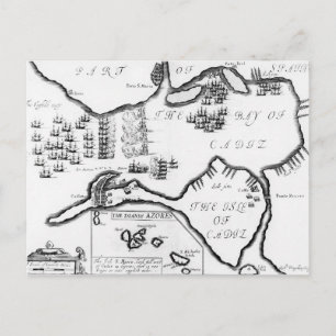The Capture of Cádiz in 1596 (Engraving) Postcard