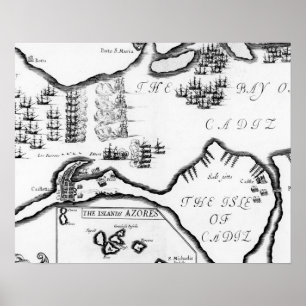 The Capture of Cádiz in 1596 (Engraving) Poster