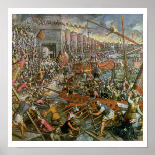 The Capture of Constantinople in 1204 (oil on canv Poster