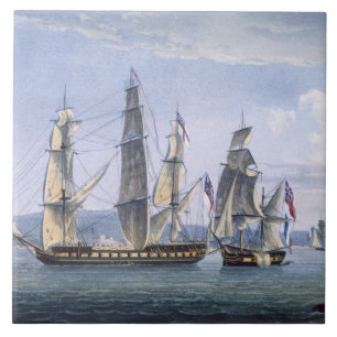 The Capture of Le Sparviere on 3rd May, 1810, engr Tile