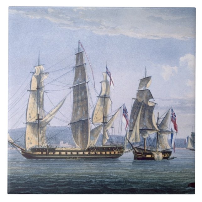 The Capture of Le Sparviere on 3rd May, 1810, engr Tile (Front)