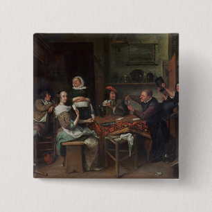The Card Players 15 Cm Square Badge