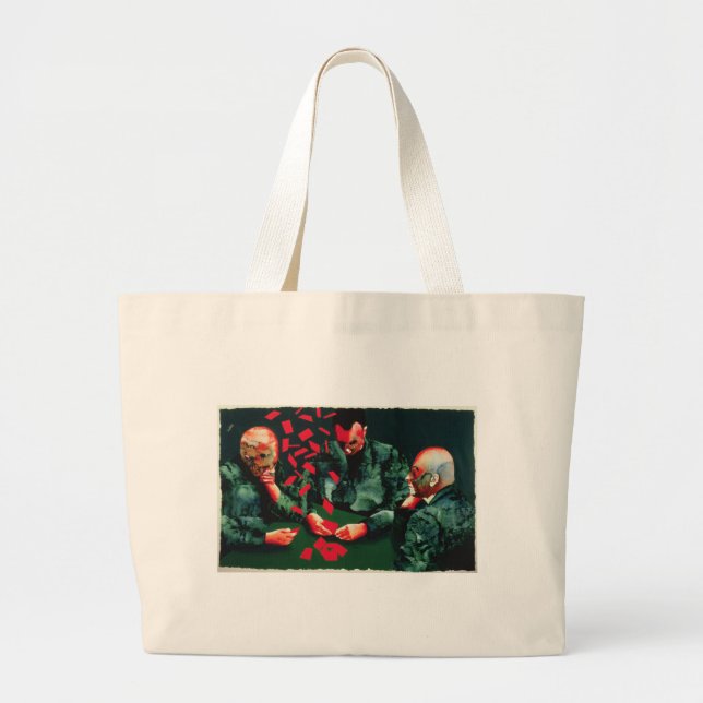 The Card Players 1987 Large Tote Bag (Front)