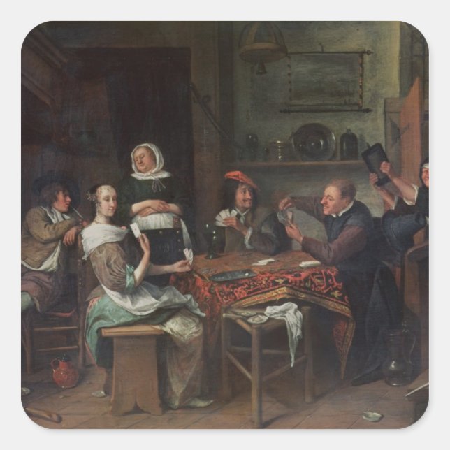 The Card Players Square Sticker (Front)