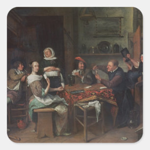 The Card Players Square Sticker
