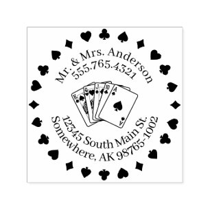 The Card Shark, Address, card suits, phone number Self-inking Stamp
