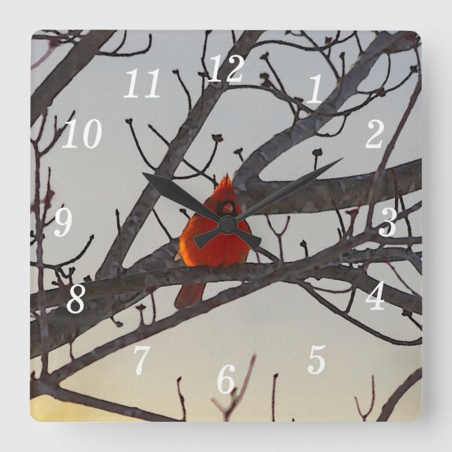 The Cardinal In The Morning Wall Clock (Front)