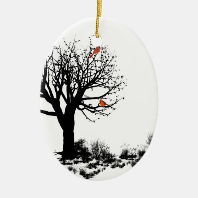 The Cardinal Tree Ceramic Tree Decoration (Front)