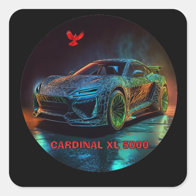 The Cardinal XL5000 Elite Sports Car Square Sticker (Front)