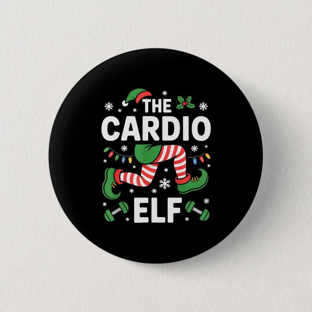 The Cardio Elf Funny Fitness Christmas Gym Workout 6 Cm Round Badge (Front)
