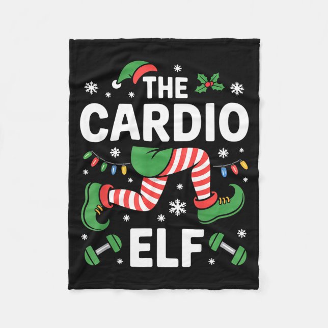 The Cardio Elf Funny Fitness Christmas Gym Workout Fleece Blanket (Front)