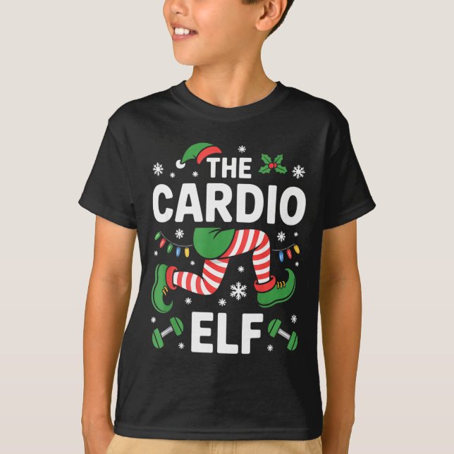 The Cardio Elf Funny Fitness Christmas Gym Workout T-Shirt (Front)