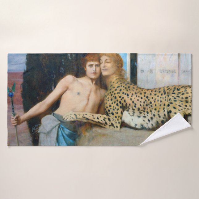 The Caresses, Fernand Khnopff Bath Towel (Bath Towel)
