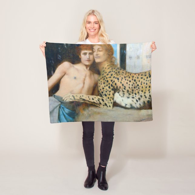 The Caresses, Fernand Khnopff Fleece Blanket (In Situ)