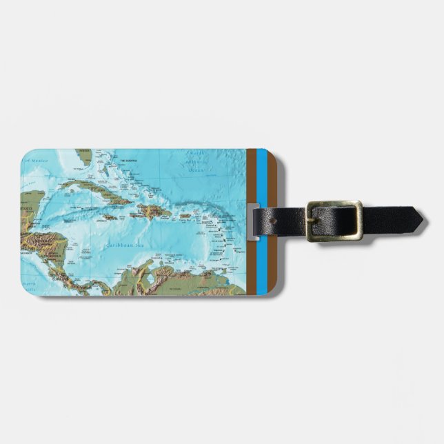 The Caribbean (map) Personalised Luggage Tag (Front Horizontal)