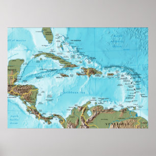 The Caribbean (map) Poster