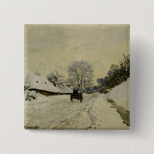 The Cart, or Road under Snow at Honfleur, 1865 15 Cm Square Badge