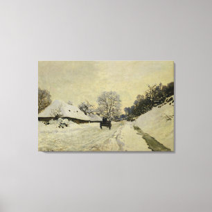 The Cart, or Road under Snow at Honfleur, 1865 Canvas Print