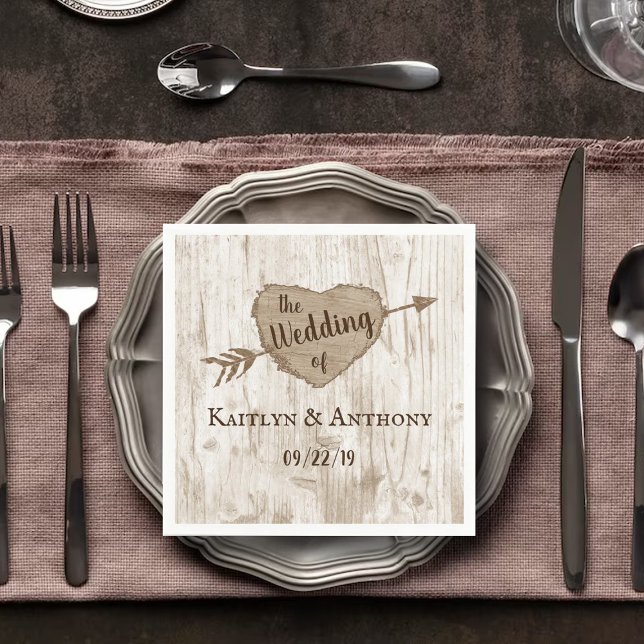 The Carved Heart Tree Wedding Collection Napkin (Creator Uploaded)