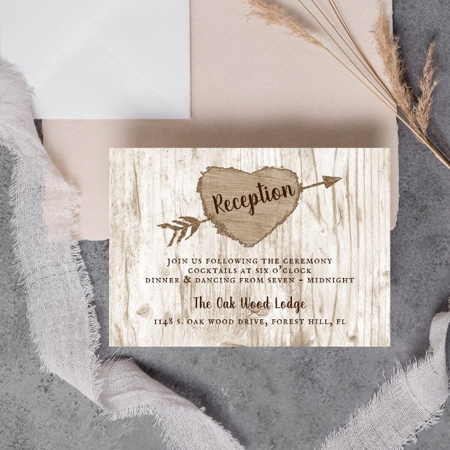 The Carved Heart Tree Wedding Collection Reception Enclosure Card (Creator Uploaded)