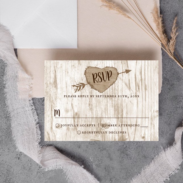The Carved Heart Tree Wedding Collection RSVP Card (Creator Uploaded)