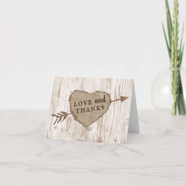 The Carved Heart Tree Wedding Collection Thank You Card (Front)