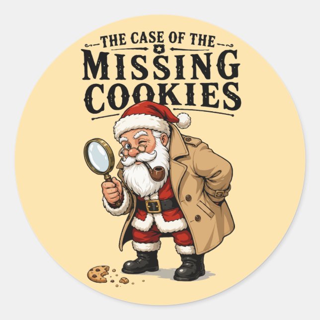 The Case of the Missing Cookies Santa Classic Round Sticker (Front)