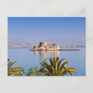The castle of Bourtzi in the bay of Nafplio Greece Postcard