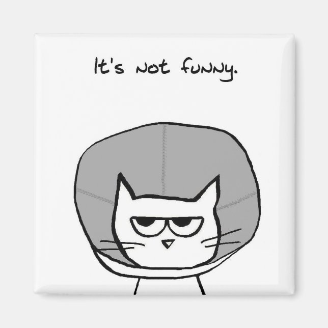 The Cat and the Cone of Shame - Funny Cat Magnet (Front)