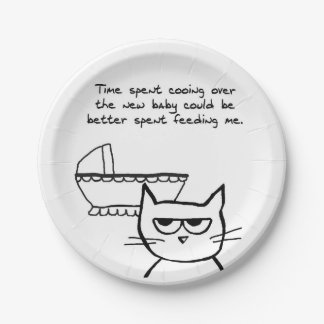 The Cat and the New Baby - Funny Baby Shower Paper Plate