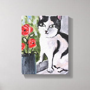 The cat and the poppies canvas print