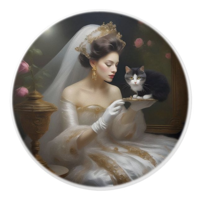The Cat Bride, Ceramic Knob (Front)