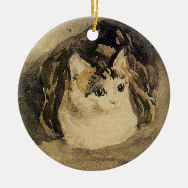 The Cat (by Gwen John) Ceramic Tree Decoration (Front)