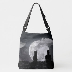 The cat dreams of the moon crossbody bag