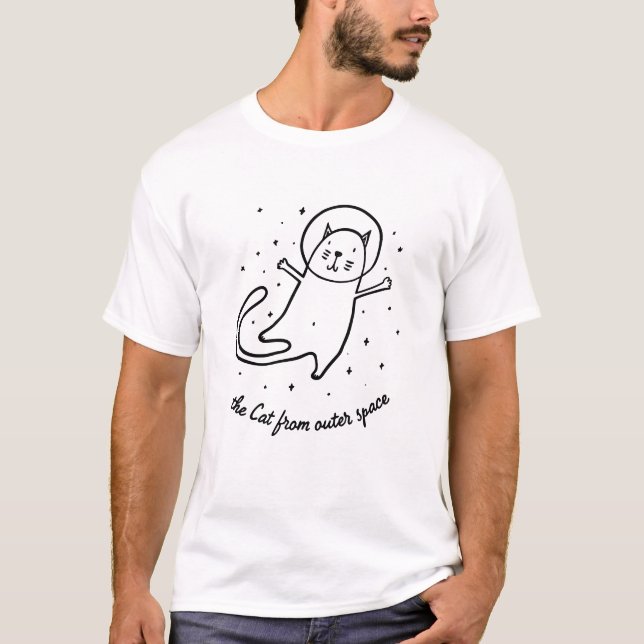 The Cat From Outer Space Funny Astronaut Kitty T-Shirt (Front)