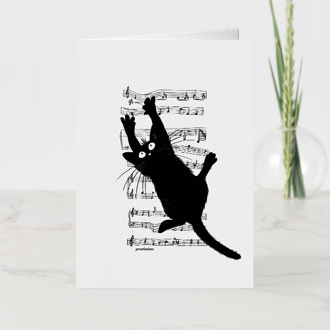 The cat hangs on musical notes (Front)
