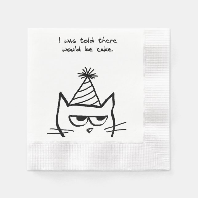 The Cat Hates Birthdays - Funny Cat Party Napkins (Front)