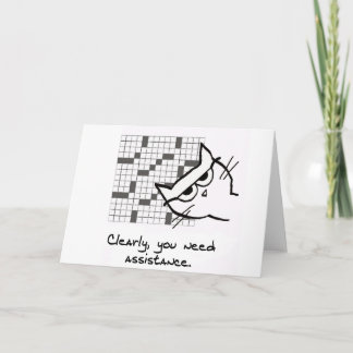 The Cat Helps with the Crossword - Funny Cat Card