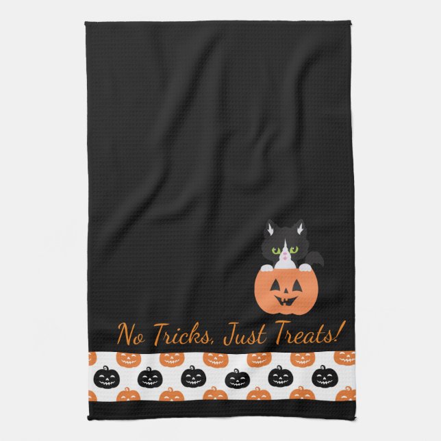 The Cat In The Pumpkin Kitchen Towel (Vertical)