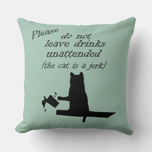 The Cat is a Jerk Cushion (Front)