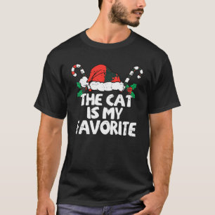 The Cat Is My Favourite Candy Cane Santa Hat Chris T-Shirt