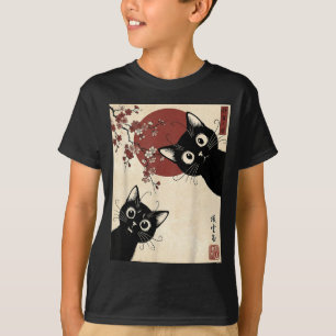 The Cat is Watching Today Funny Japanese Black Cat T-Shirt