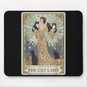 The Cat Lady Tarot Card Skeleton Cat Mum Cat Lover Mouse Pad