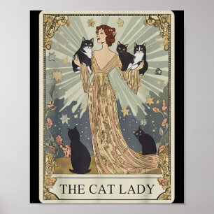 The Cat Lady Tarot Card Skeleton Cat Mum Cat Lover Poster