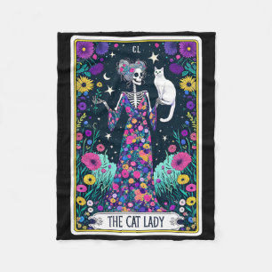 The Cat Lady Tarot Card Skeleton Mothers Day Cat L Fleece Blanket